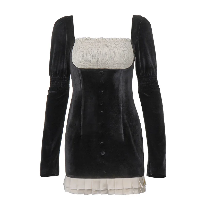 Slim Fit Bodycon eath Robe Dr Long Sve Falda ort de cintura alta Commute Sle Otoño Invierno Faion Mujer Dr