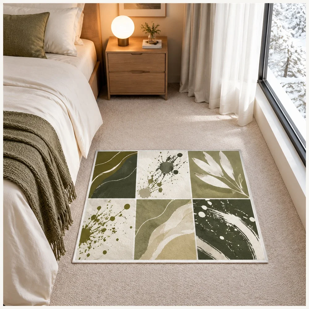 VIKAMA Abstract Splatter Ink Door Mat, Water Absorbent Non Slip Flannel Rug, Artistic Floor Mat for Garden Room, Snug, Landing