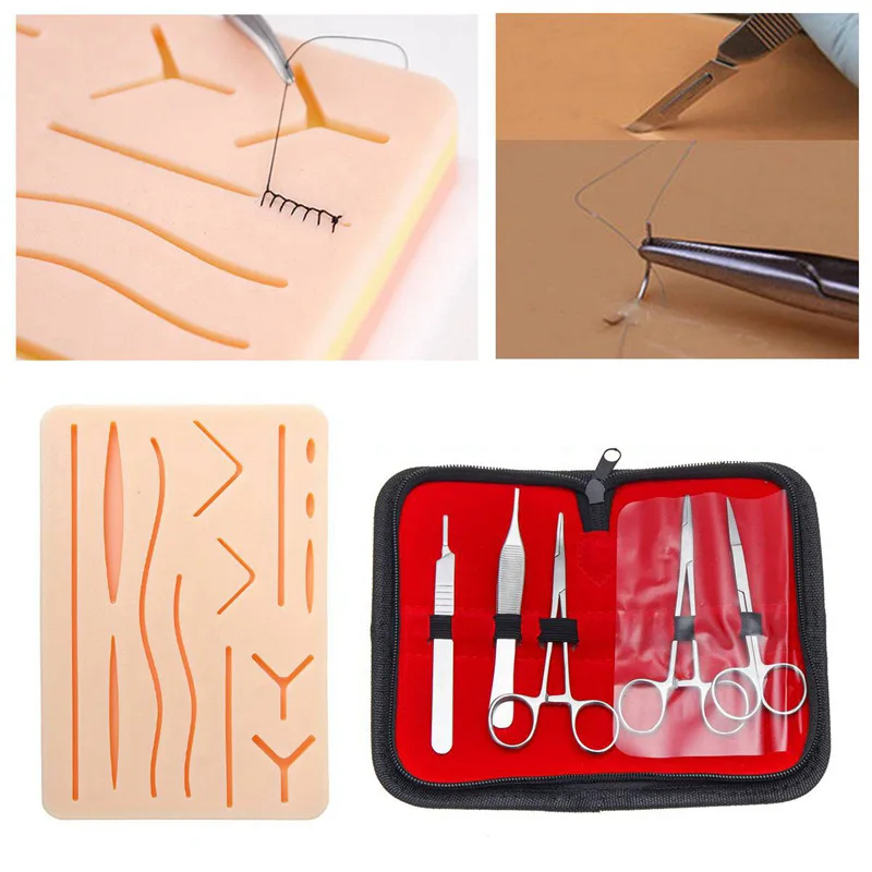 Surgical Suture Tattoo Makeup Medical Students Practice Kit Surgical Training with Skin Pad Model Tool Set Educational Teaching