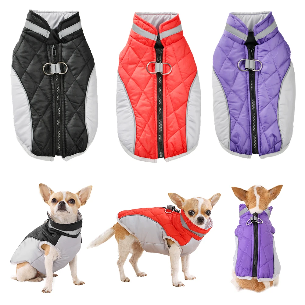 Pet Dog Clothes Autumn Winter Warm Coat For Small Medium Dogs Cat Reflective Waterproof Puppy Vest Jacket Chihuhua Pug Outfits
