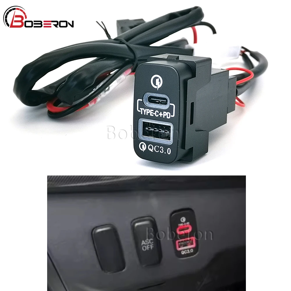 Red Car Quick Charger Dual Charger QC3.0 USB Type-C Socket Adapter For Mitsubishi Pajero LANCER EX Outlander 2006-2012