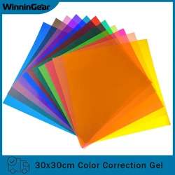 30x30cm 11Pcs PVC Gel Light Filter Color Correction Colored Overlays Film Lighting Gel Filter for Film Video Photo Stage