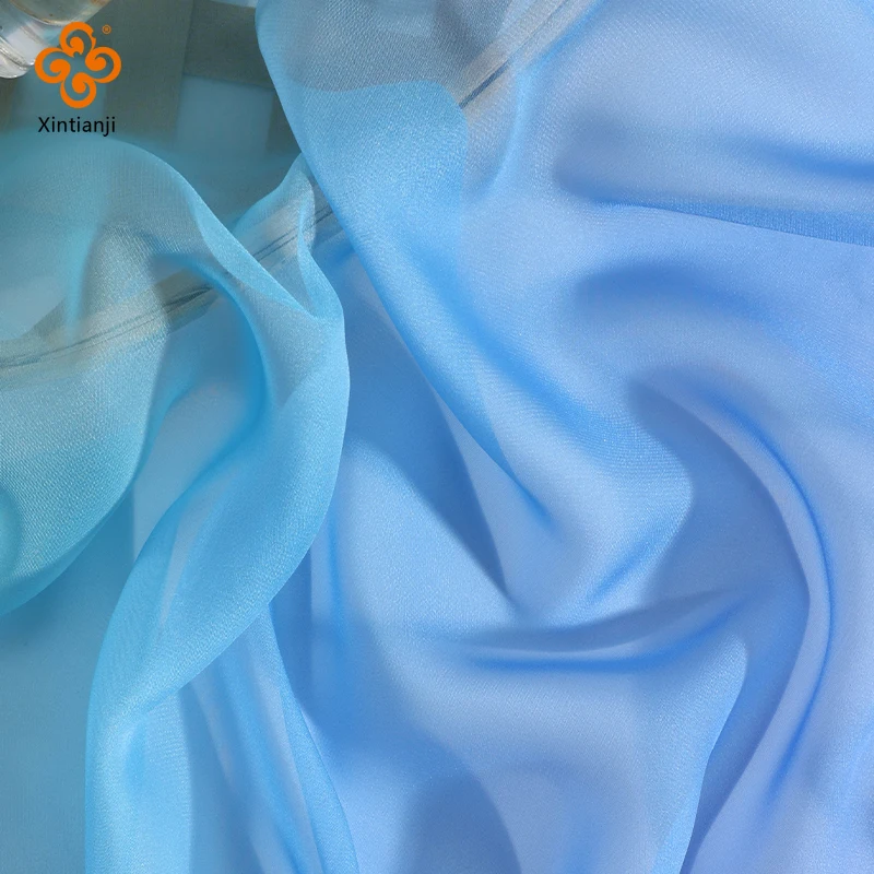 0.5m/1m Gradient Chiffon Fabric Thin Rainbow Tulle Cloth Dance Costume Scarf See-Through Costume Stage Dress DIY Sewing Craft