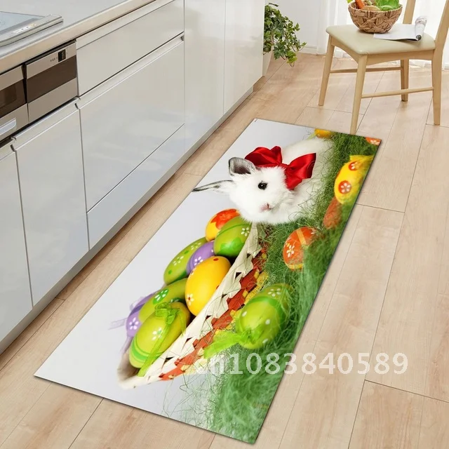 

Easter Rabbit Floor Mat Bathroom Anti-slip Absorbe Carpet Living Bedroom Entrance Doormat Floor Area Rug Easter Party Decoration