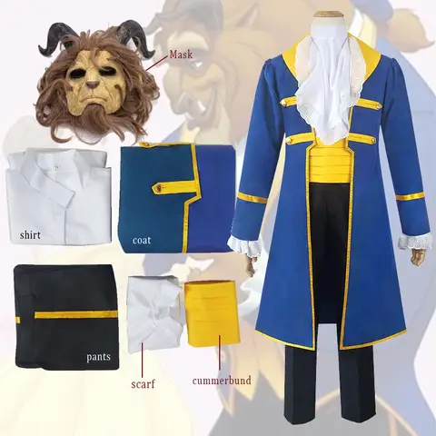 Movie Beast Prince Cos Adult Men Halloween Party Cosplay Costume Anime For Men Beauty Prince Beast anime Cosplay Costumes