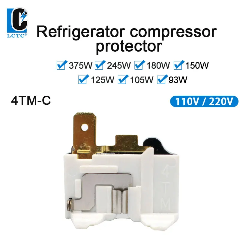 LCTC 110V Refrigerator Voltage Protector Relay 220V Hinse Overload Protector For Refrigerator Spare Parts Air Conditioner 4TM-C