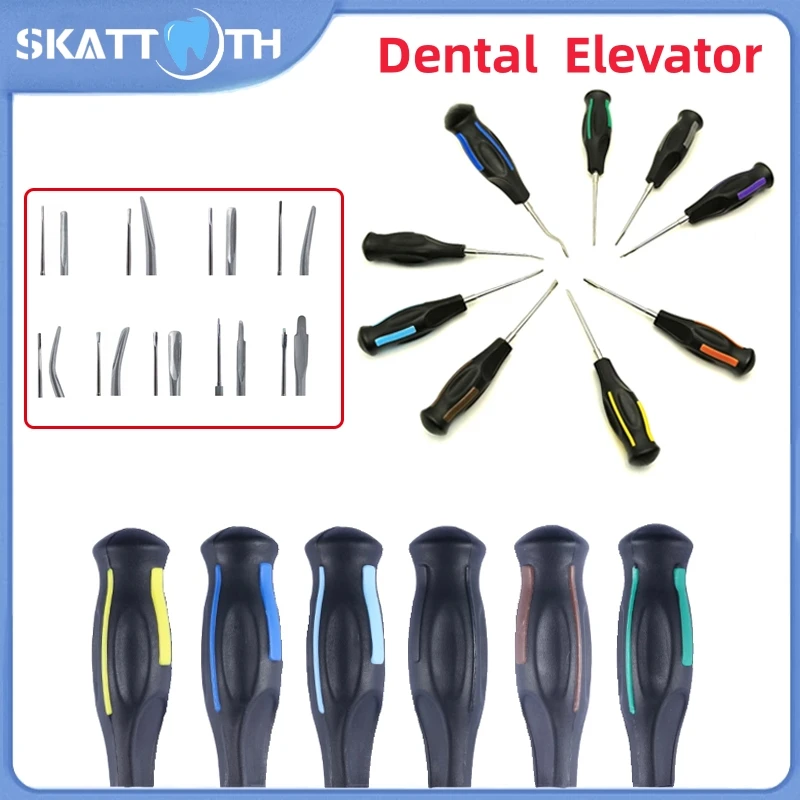 9/1Pcs Dental Luxating Lift Elevator Stainless Steel Dental Curved Root Elevator Minimally Invasive Tooth Extraction Tools