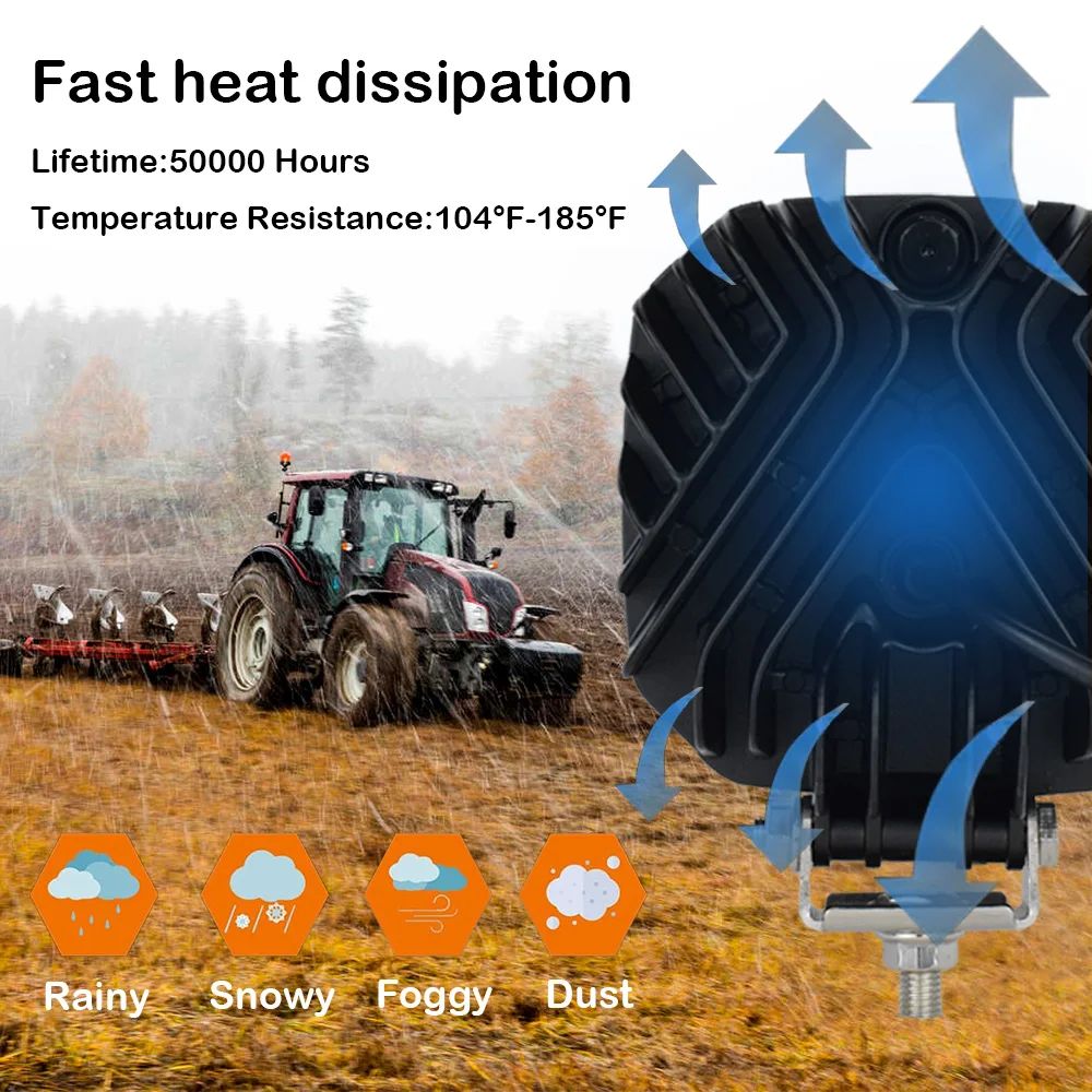 105W 5 Inch Trator Work Light 15750Lms Excavator Flood Light Offroad Lighting fits Farm Tractor Engineer Truck 12/24V