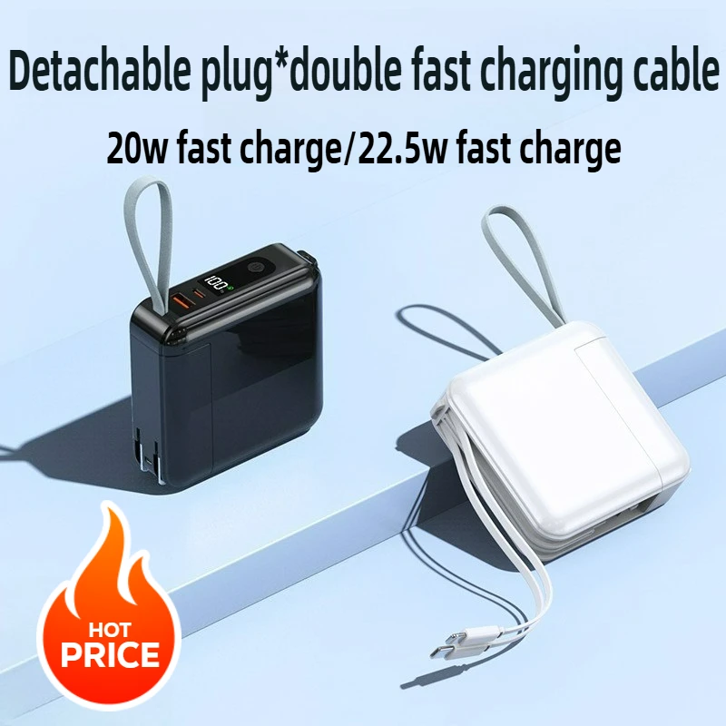 

20000mAh Power Bank with AC Plug Built in Cable 22 5W Super Fast Charging Certified Portable Charger