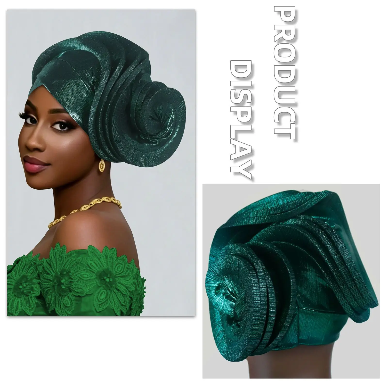 

Shiny Turban Cap for Women African Nigeria Wedding Auto Gele Headtie Party Headgear Headwear Hat Muslim Hijab Headscarf Headwrap