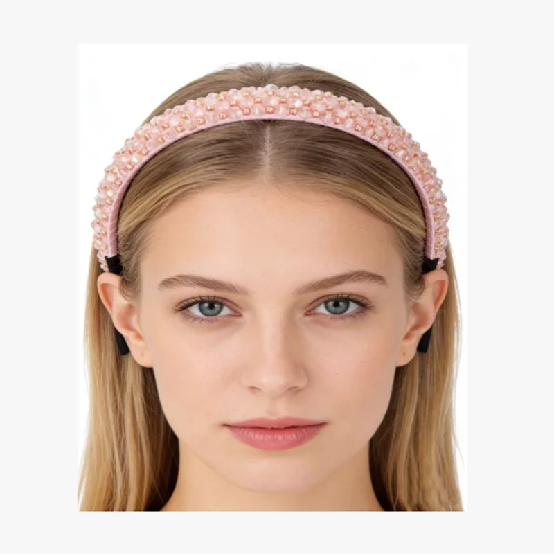 

Новая корейская версия повязки для волос с тонким краем, украшенной хрустальными бусинами ручной работы, аксессуары для волос, женские повязки, заколки для волос