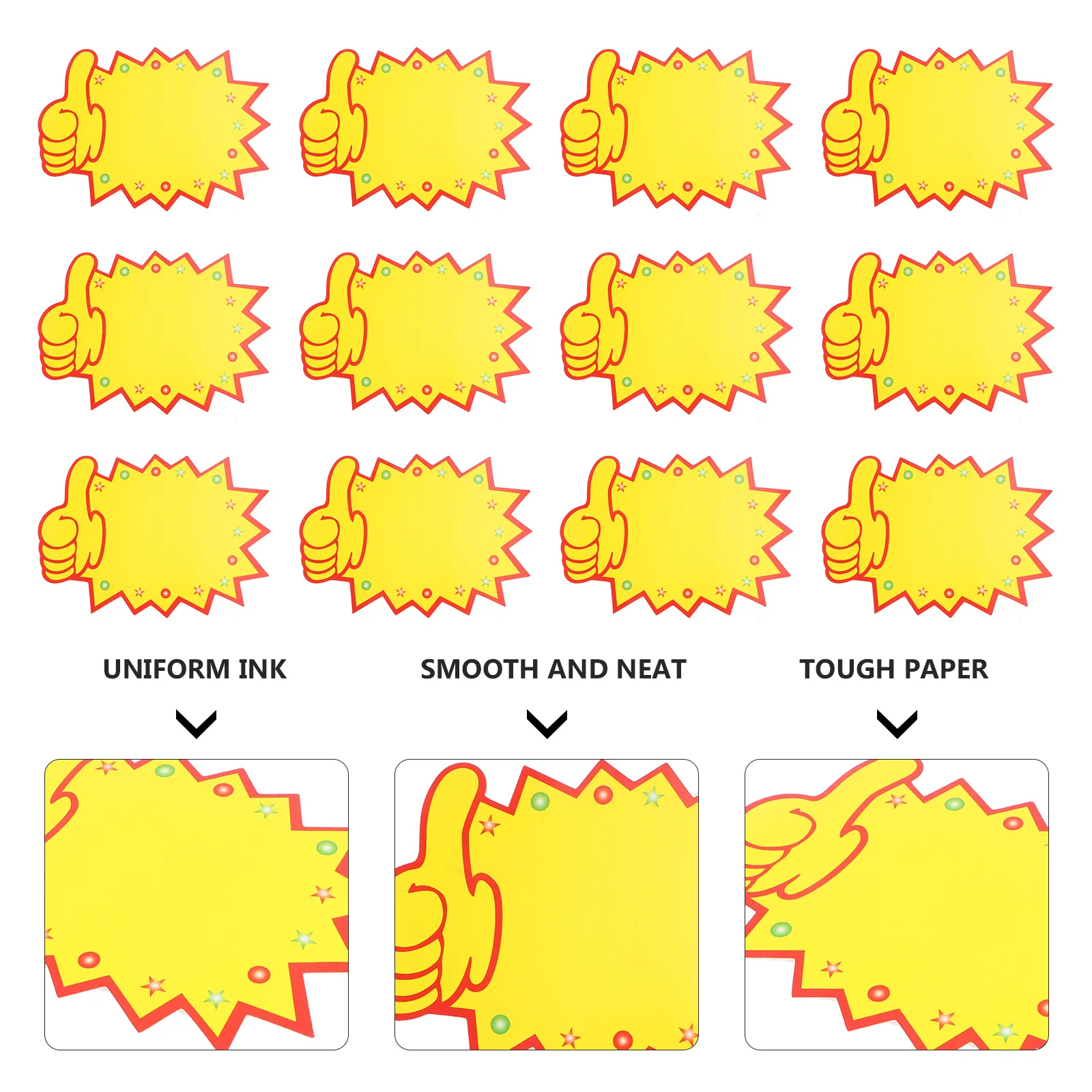 

100Pcs Promotional Price Tags Advertising Stickers Bright Color Paper for Sales Market Commodity Price Tags