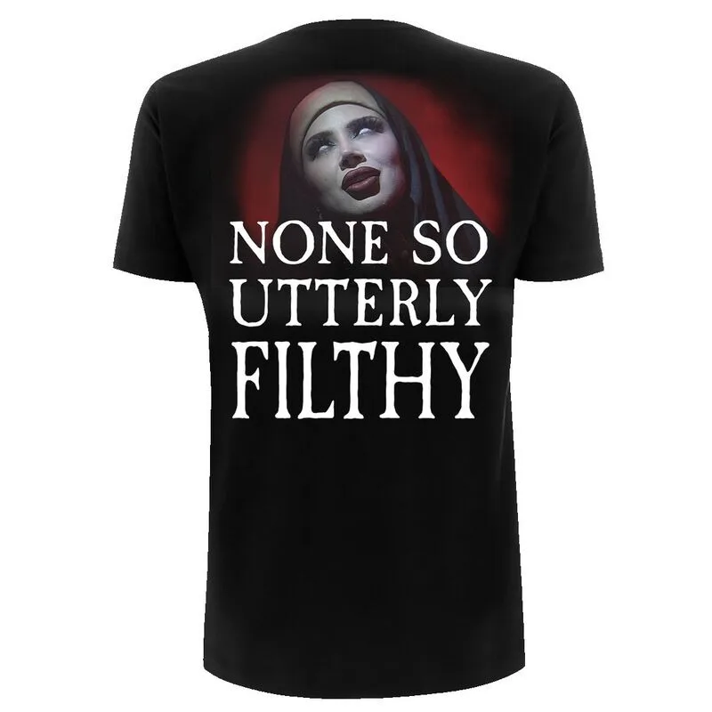 Cradle of Filth Demon Nun & Filthy Slogan Double-Sided Print Black Cotton T-shirt Men Metal Unisex Tee