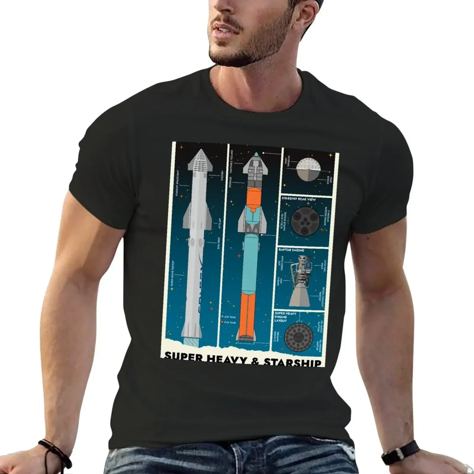 SpaceX: Super Heavy & Starship T-Shirt street wear essential t shirt mens cotton t shirts