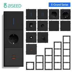 BSEED 1/2Gang Wall Light Switch USB Type-C Socket Module Part Internet TV Telephone Socket Part Plastic Frame Free Comnbination