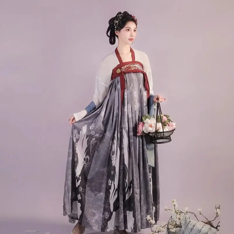 Hanfu الأصلي المصنوع يدويًا - مجموعة Tang Style Ruqun للنساء أزياء الهالوين الجنية مع التطريز الملابس الصينية التقليدية