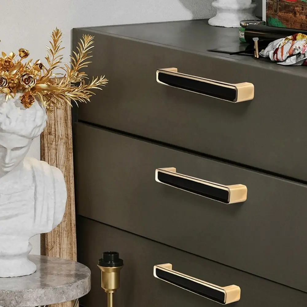

Zinc Alloy Zinc Alloy Drawer Handle Black Modern Minimalist Black Gold Handle Durable Square Single Hole Cabinet Handle