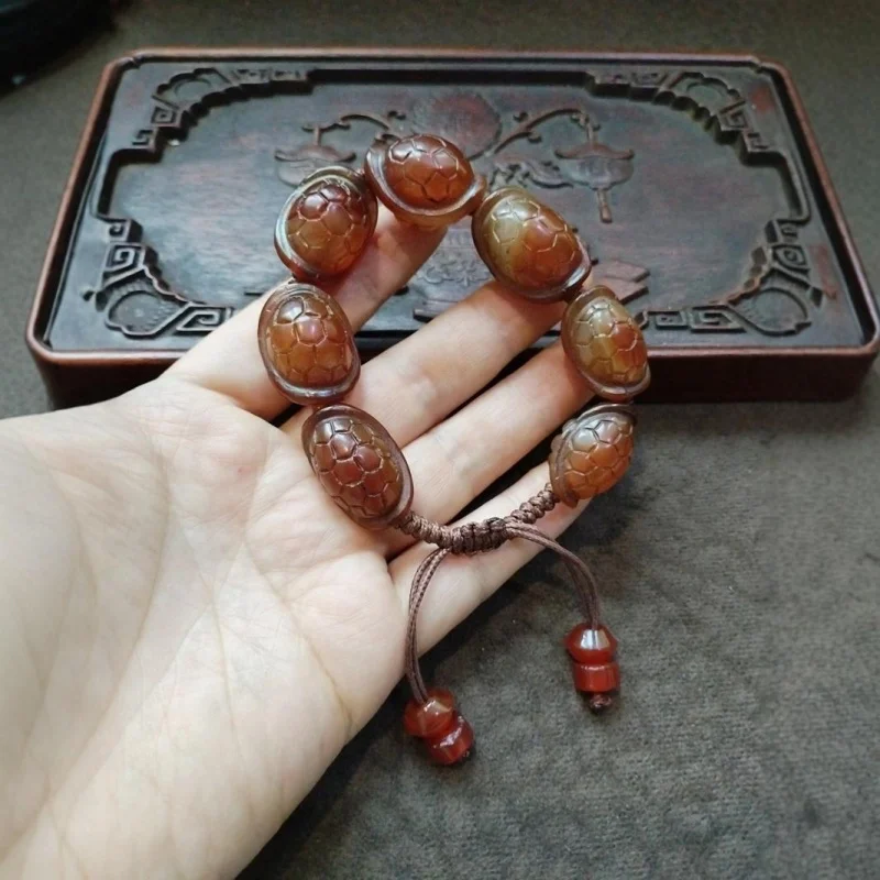 Tibetan Area Backflow Old Wrapped Pulp Rich Nail Side Agate Rosary Bracelet