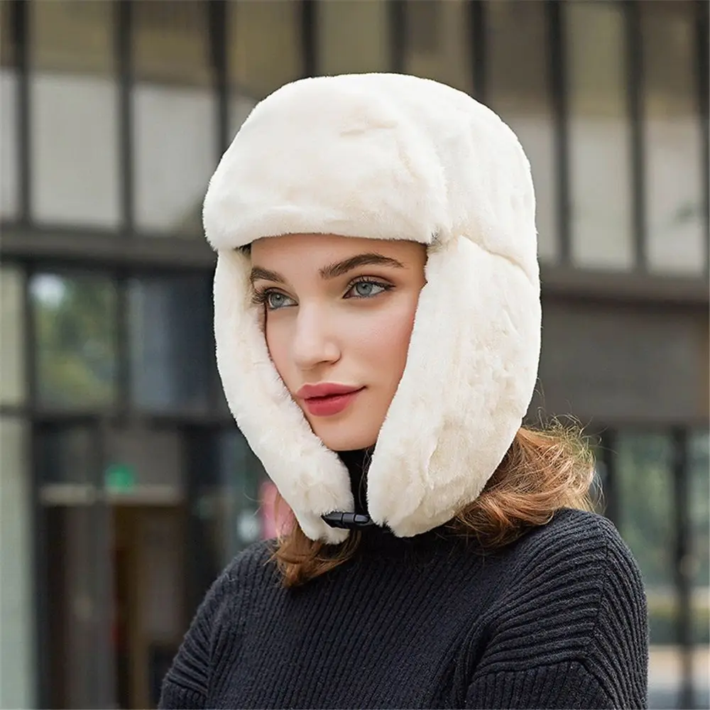 Cappello invernale antivento in peluche spesso da donna e uomo Cappello bomber con berretti da neve russo Colbacco