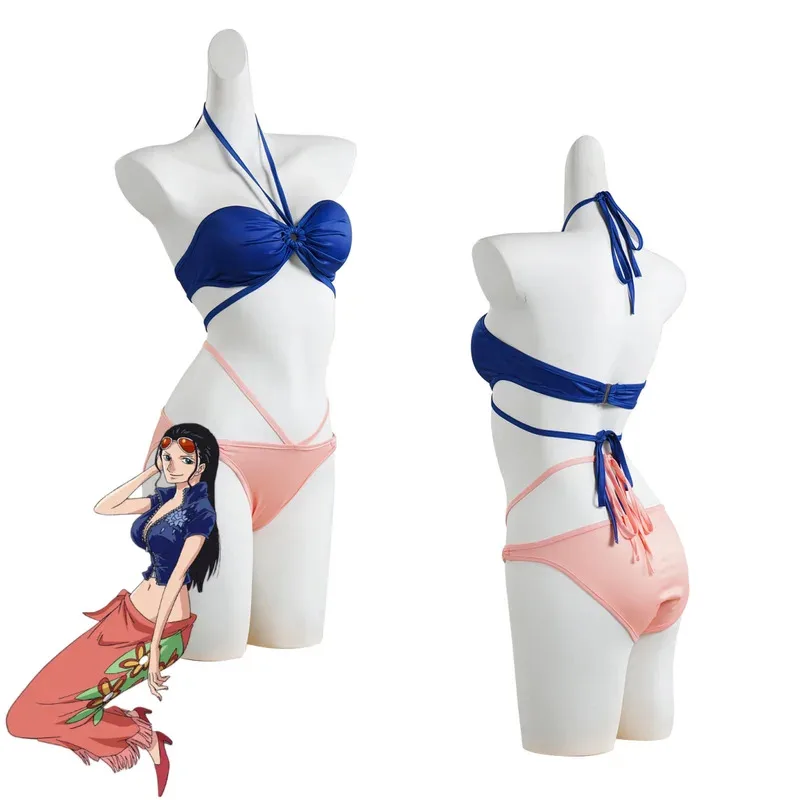ชุดคอสเพลย์อนิเมะนิโค โรบิน มิส ออล ซันเดย์ - ชุดว่ายน้ำลายผลไม้ดอกไม้สำหรับฤดูร้อน พร้อมเสื้อคลุม วิกผม ชุดบิกินี่เซ็กซี่สำหรับผู้หญิง ชุดปาร์ตี้ ir;l5