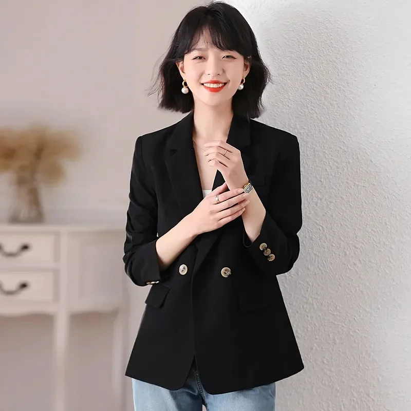 2025 Jackets Blazer Woman Spring Autumn New in Solid Color Long Sleeve Tailored Collar Slim Fit Fashionable Loose Suit Slim Top