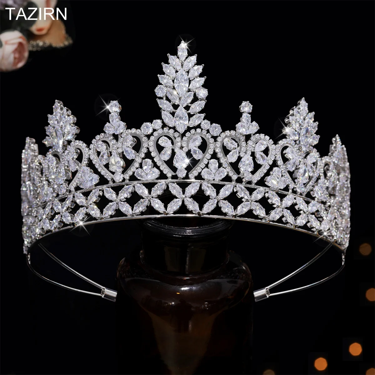 TAZIRN 2024 Luxury 5A Zirconia Tiaras and Crowns for Women Princess Prom Party Gifts Wedding Bridal Shining CZ Hair Accessories