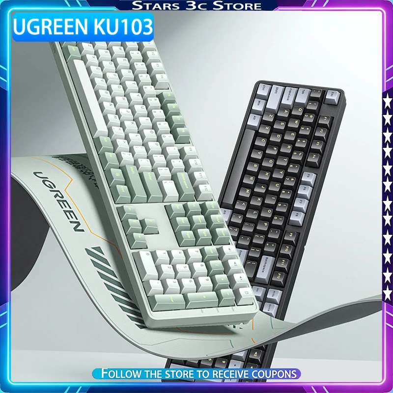 UGREEN KU103 Mechanical Keyboard 108Keys Mechanical Red Axis Quiet Office Work Suitable for Multiple Systems and Devices