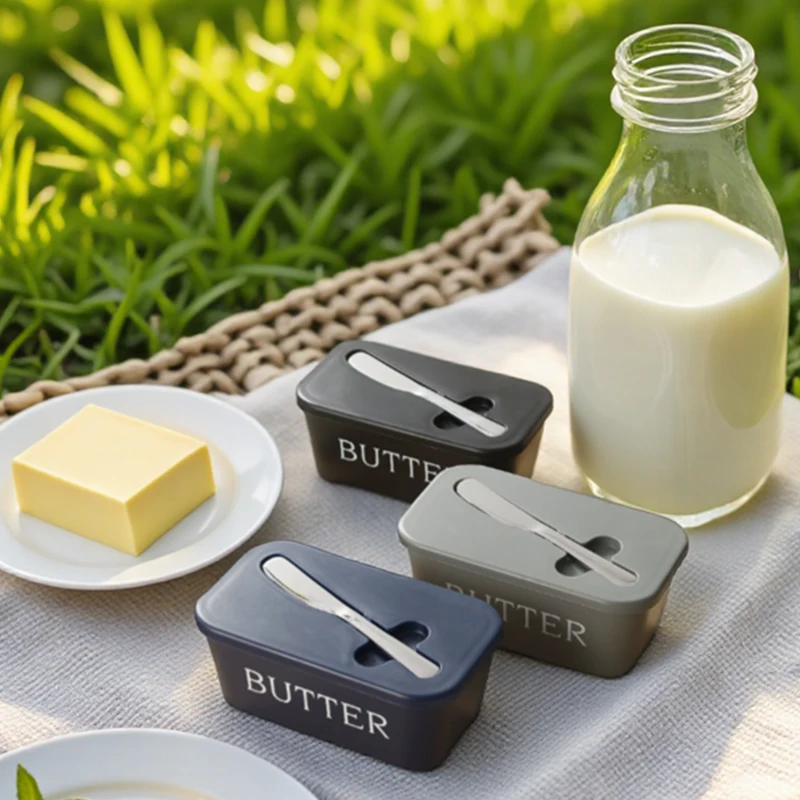 مجموعة واحدة من علبة الزبدة مع سكين، مصنوعة من مادة البولي بروبيلين الغذائية، قابلة لإعادة الاستخدام، مناسبة للسفر والنزهات والمهرجانات. #3