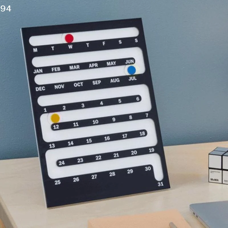 

Minimalist Desktop Perpetual Calendar With Reusable Sliding Markers Perfect For Home Office Desk Room DecorationNF stationery