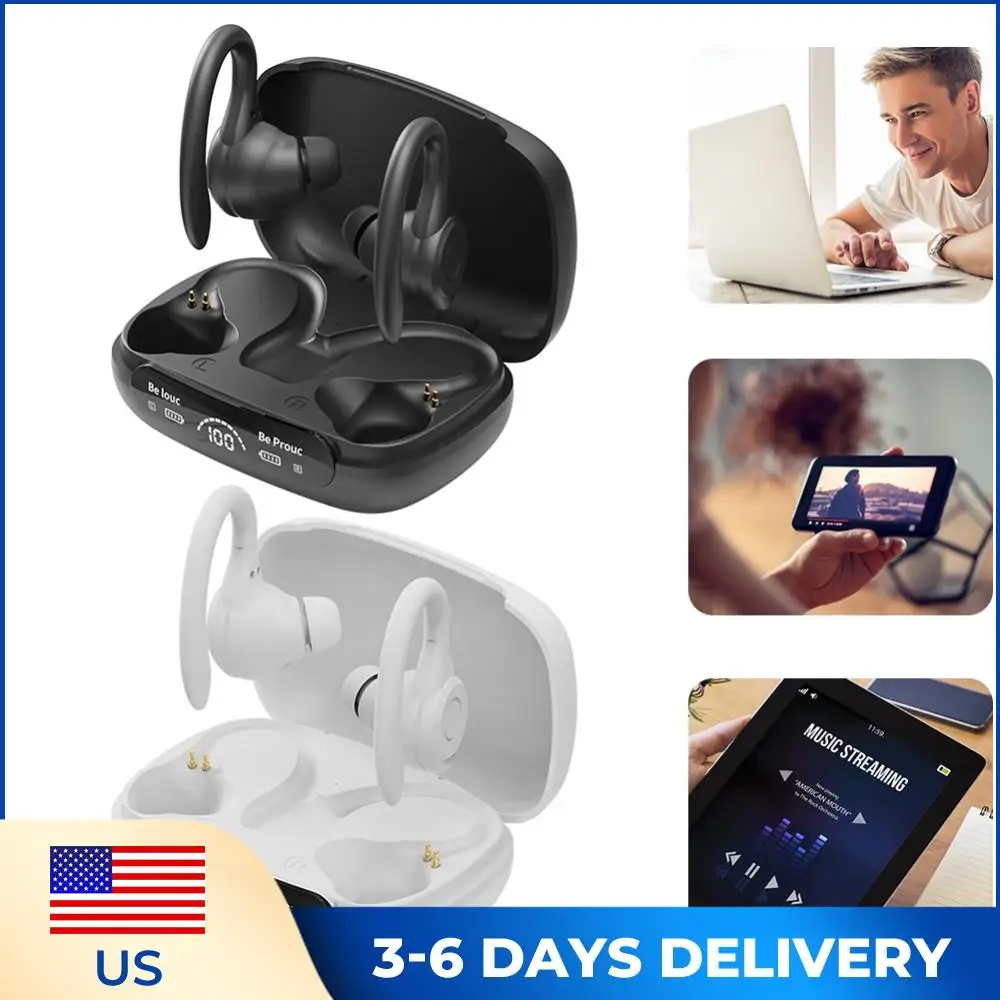 

TWS Earphones Ear Hook Waterproof Gaming Earphones Bluetooth-Compatible5.3 Noise Reduction Power Display Sports Running Earbuds