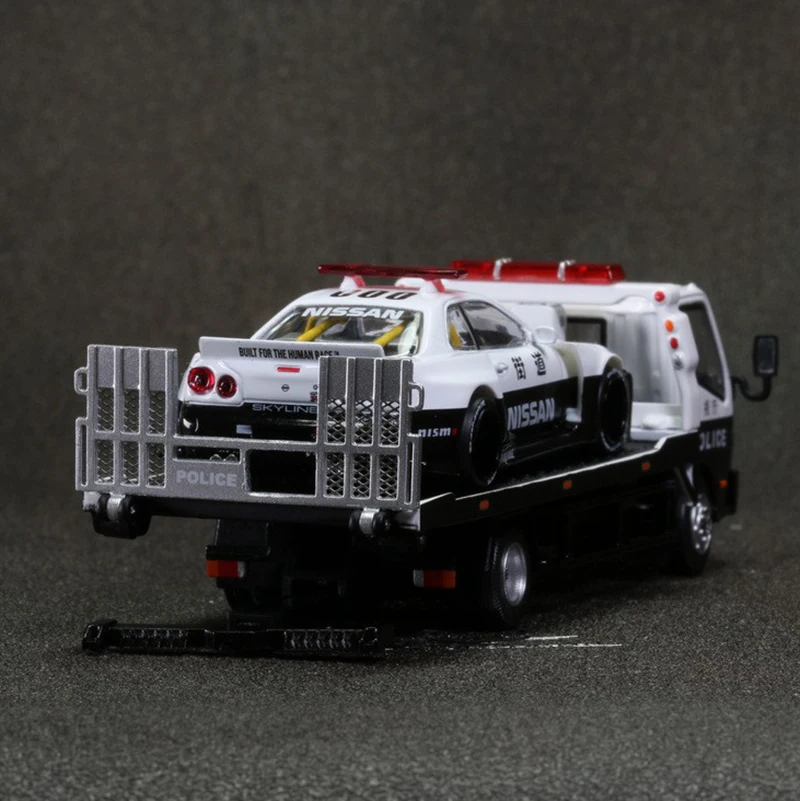 Diecast Model Car 1/64 Scale Nissan FAIRLAGY 240ZG HS30 Alloy Hino 300 Tow Truck Car Model Collection Toys for Boys