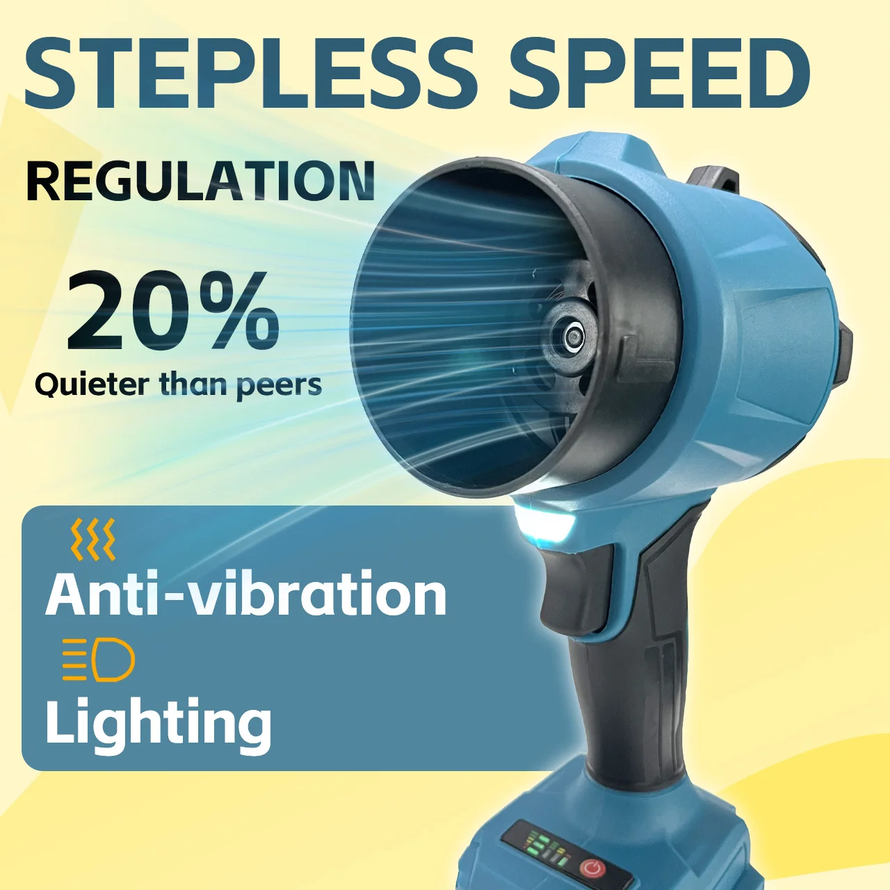 ONEVAN 3500W souffleurs d'air électriques sans brosse 300000 tr/min souffleur de feuilles sans fil portatif outils de soufflage de poussière pour broche de batterie Makita