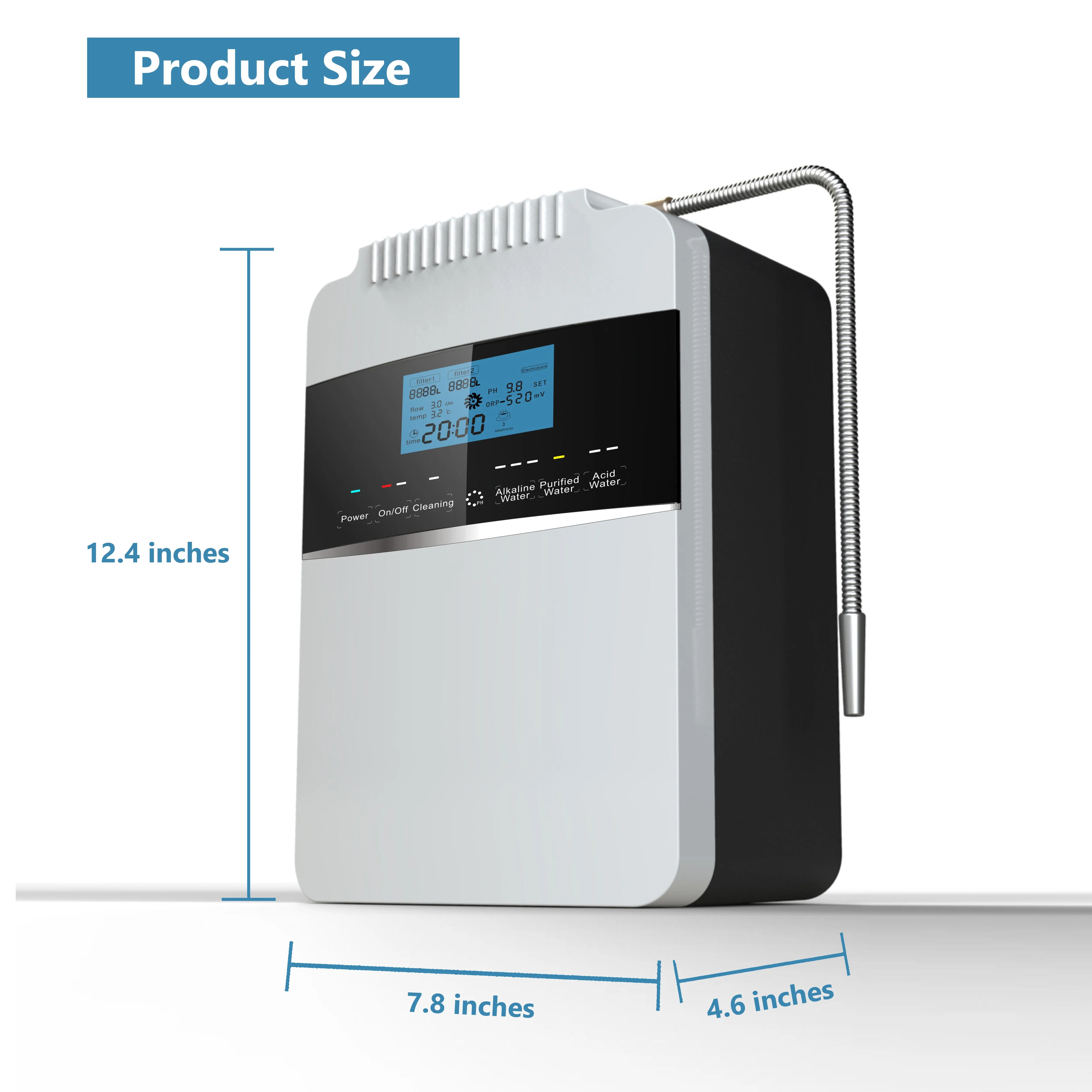 Kangen Water Ionizer Hydrogen Water Filter with 8 Ti-Pt  Plates pH 2.5-11.2