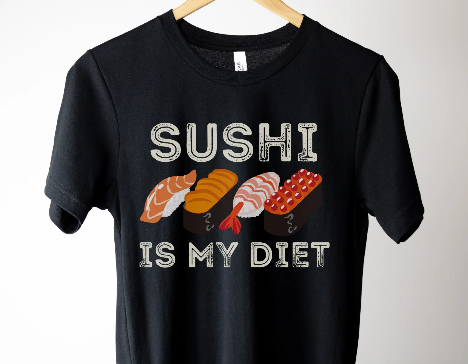 SUSHI IS MY DIET T-Shirt Funny Japanese Sushi Tee Shirt Design by TanoshiStudio