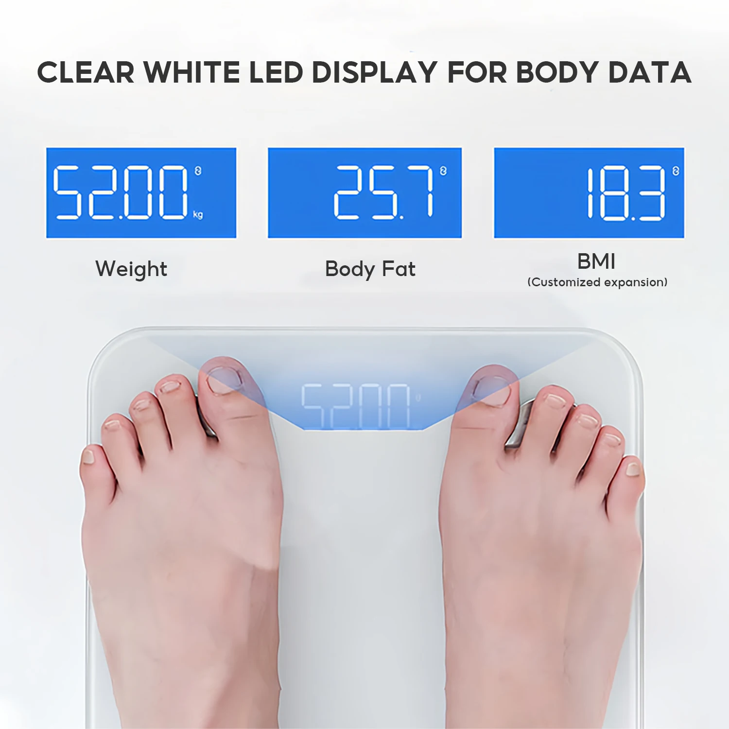 MeeGoo Smart Body Fat Scale Bluetooth Digital Bathroom Weight Scale Color Screen 20 Metrics BMI 200KG 24 Users Fitdays APP