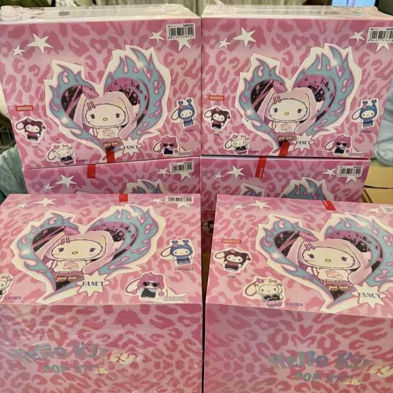 Neu auf Lager – Miniso Hello Kitty Popstar Series Vinyl-Plüsch-Blindbox, süßes und modisches Kt-Katzen-Puppen-Taschenanhänger-Geschenk für Mädchen