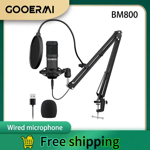 GOOERMI BM800 Professional USB Condenser Microphone PC Laptop Cardioid Mic for Recording Broadcasting Home Studio Gaming YouTube