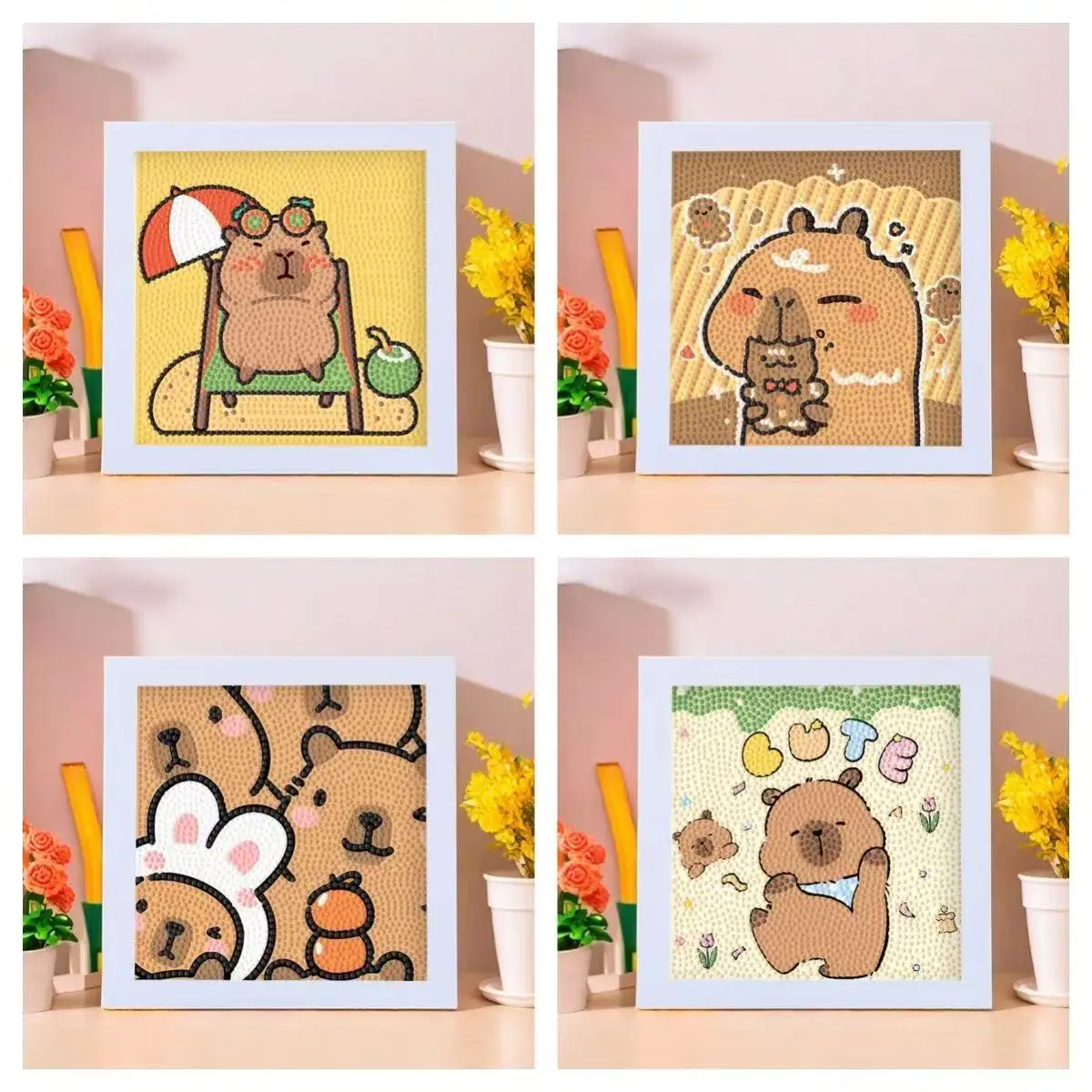 

Cute Capibala pattern vacation casual style handmade diamond painting children's diamond stickers