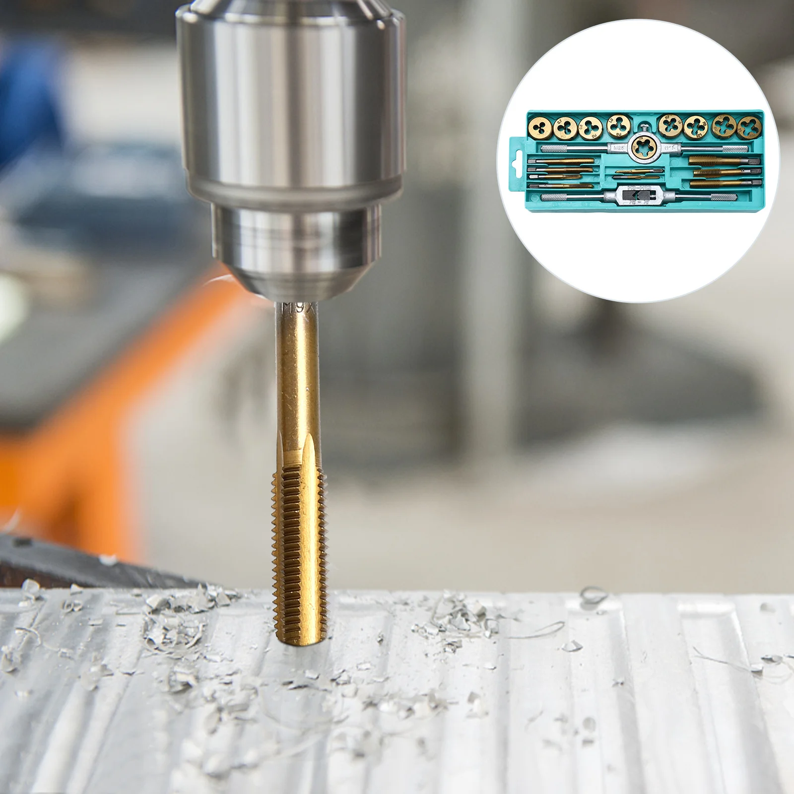 1 Set di maschietti metrici Set di utensili per maschiatura con filettatura in acciaio per il funzionamento manuale Chiave per maschi con manico portatile con filettatura e scatola di immagazzinaggio