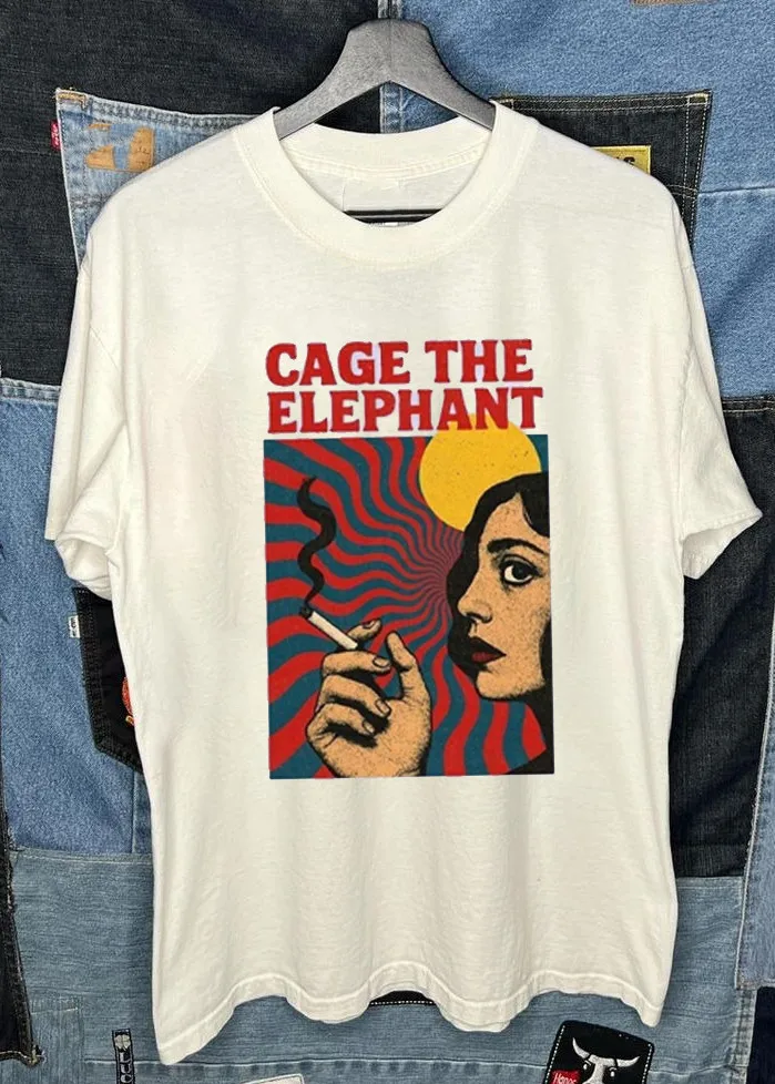 Rare! Cage The Elephant Band Cigarette Daydreams White S to 5XL Shirt
