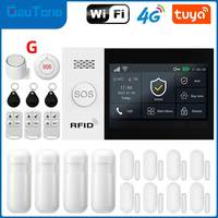 GauTone TUYA WiFi 4G GSM Alarm System for Home Smart Life Security with PIR Wireless Solar Siren Support Tuya Remote Control