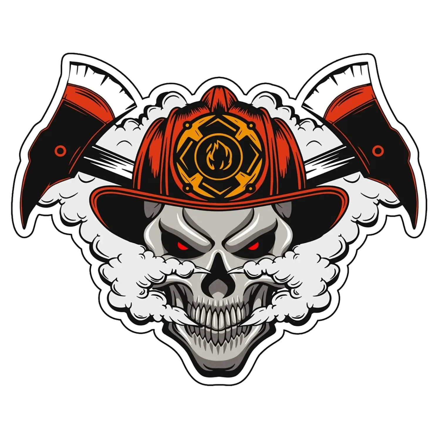 New Design for Smoky Fireman Skull Fireman Car Decal Vinyl Scratch Decal Graphic Car Truck Rear Window Decal, 15cm