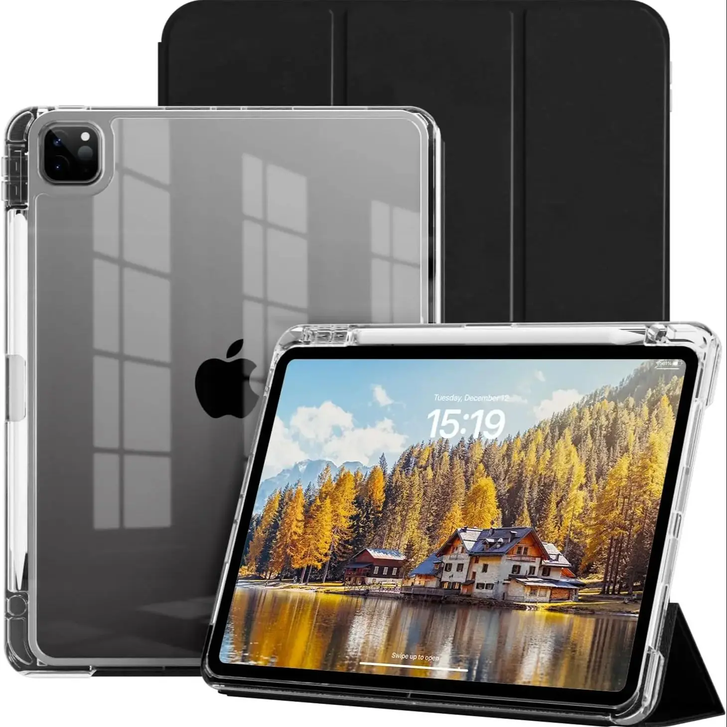 Transparante Crystal Tablet Case met penhouder voor iPad Pro 11 inch 2018 2020 2021 2022 PU Lederen Flip Magnetische Stand Case - afbeelding 2