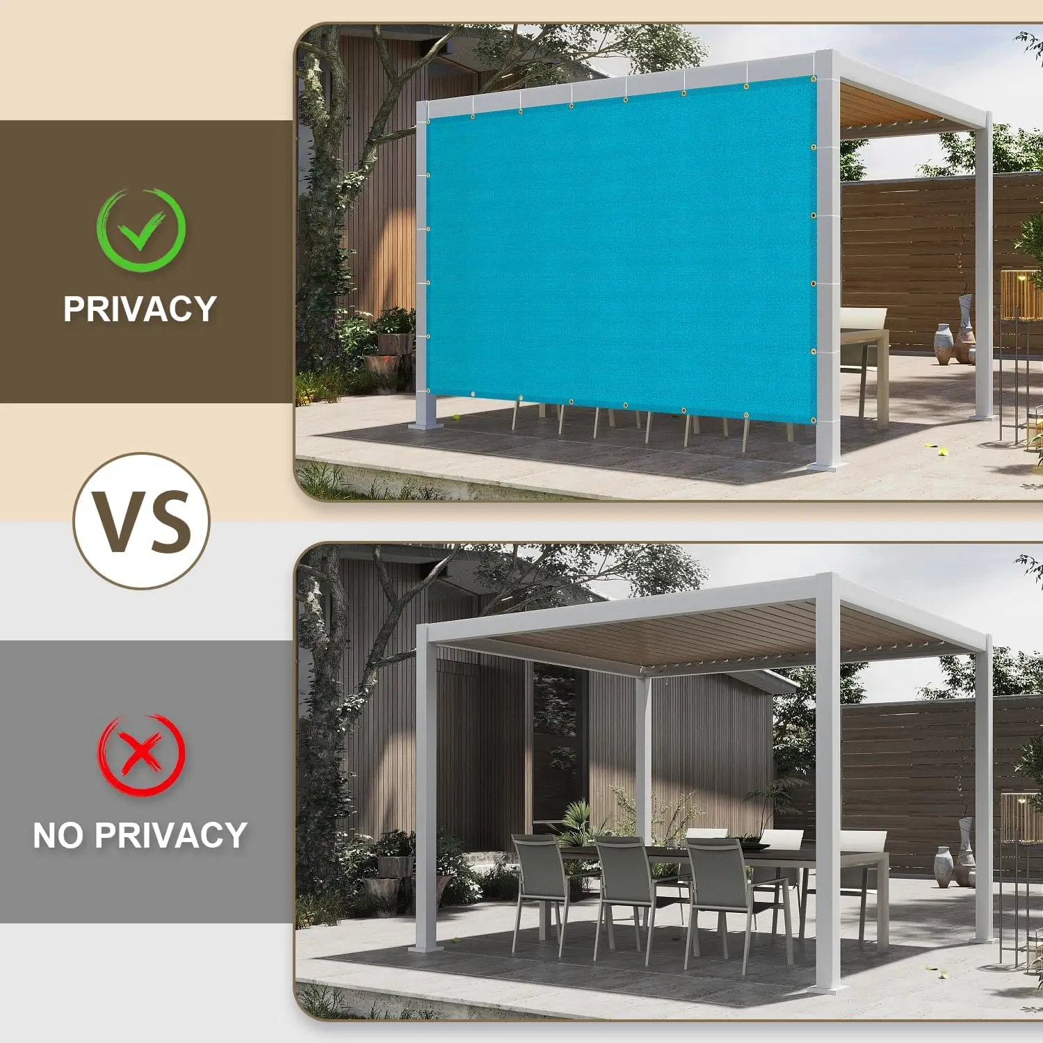 Outdoor Patio Sun Shade Cloth, 12x24 FT, Turquoise Blue, 95% UV Block with Grommets