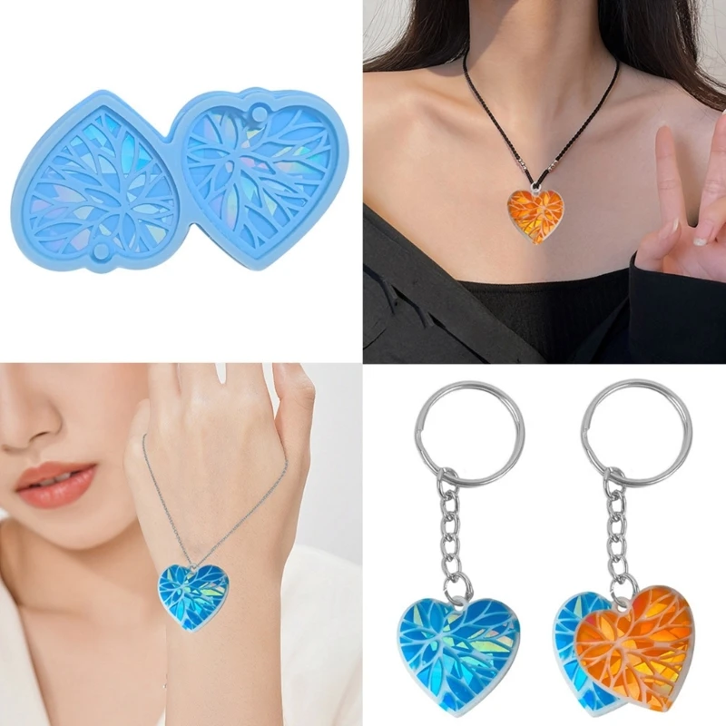 Earring Epoxy Resin Mold Heart Earring Necklace Pendant Casting Silicone Mould DIY Crafts Jewelry Mold Y08E