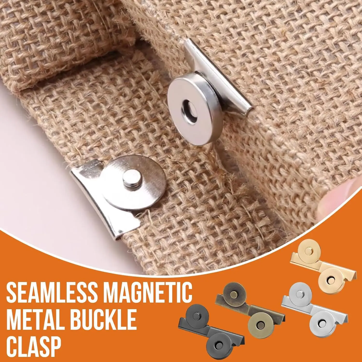 12Pair Snap Buttons Seamless Magnetic Buckle Clasp for Bag, Magnet Buttons Bag Clip Metal Snap Fasteners for DIY Purse Making