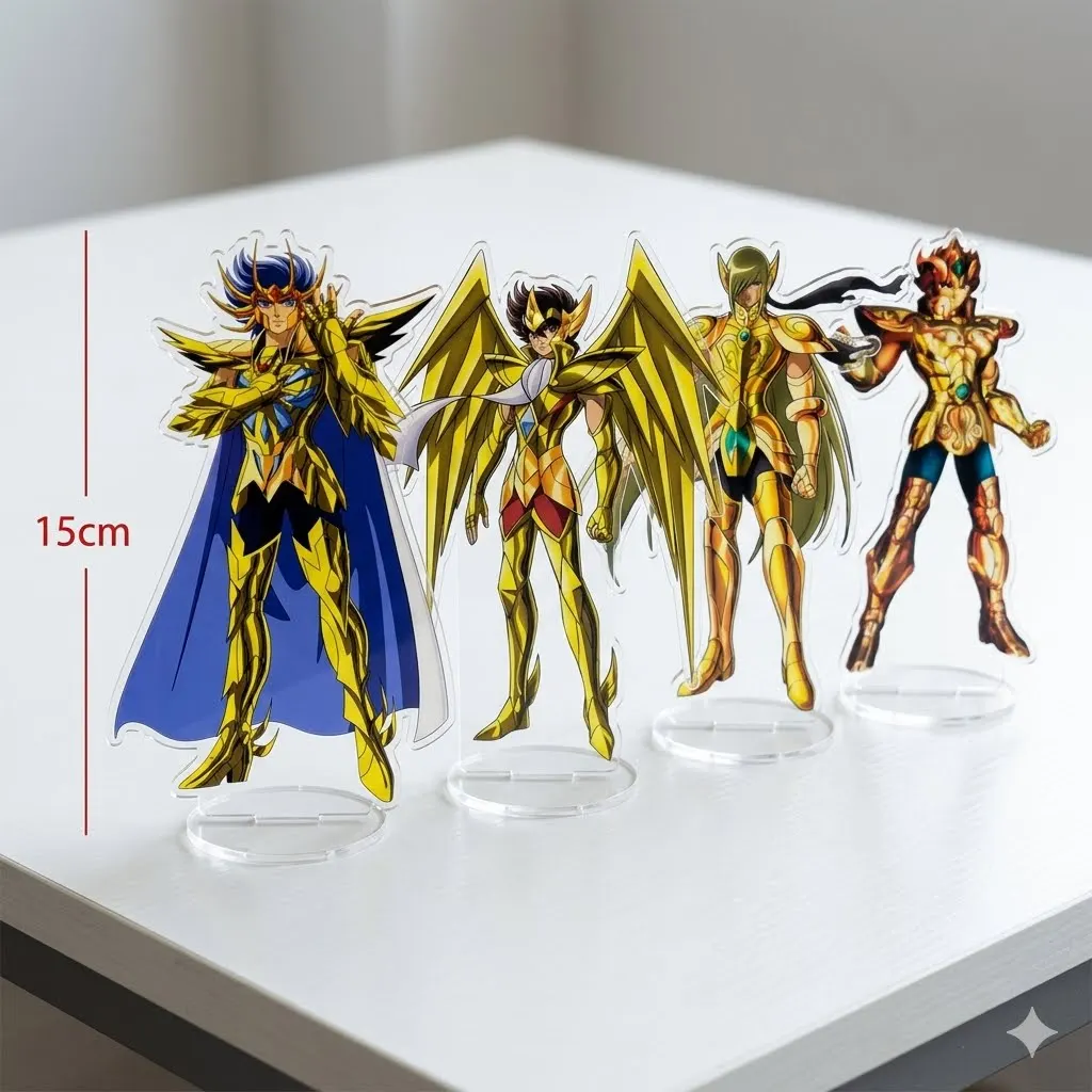 Anime Saint Seiya Acrylic Stand 15cm Keychain Hyoga Seiya Shiryu Shun Ikki Kraken Isaac Figure Desktop Model Plate Decor