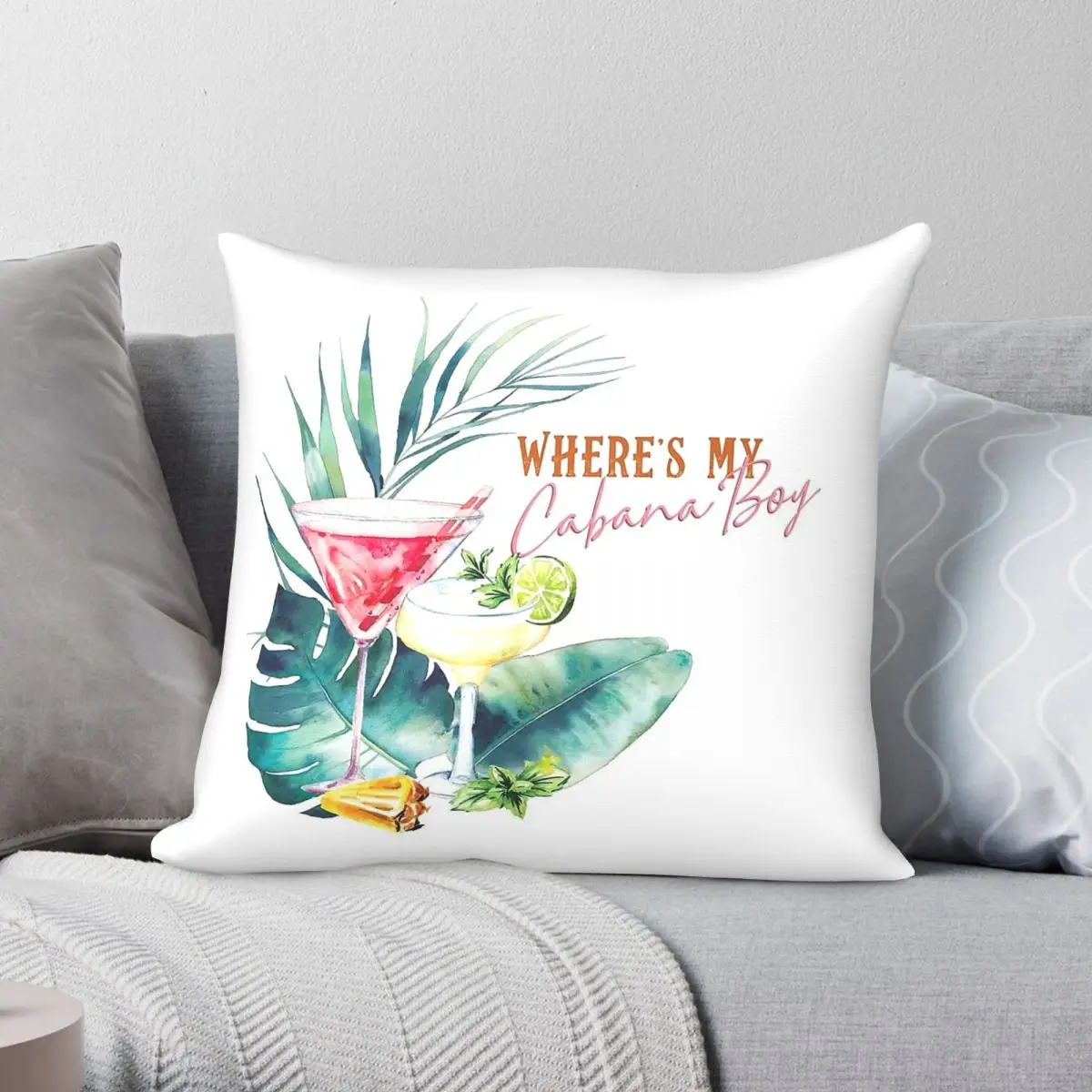 Where's My Cabana Boy Square Pillowcase Polyester Linen Velvet Creative Decorative Pillow Case Home Cushion Wholesale 45x45