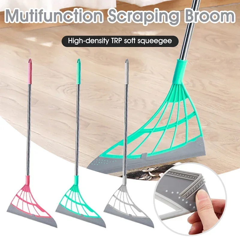 2 pz/set Silicone Magic Broom lavavetri tergicristallo tergivetro spinta a mano spatola per la polvere dei capelli dell'animale domestico pulizia dello specchio del pavimento della casa