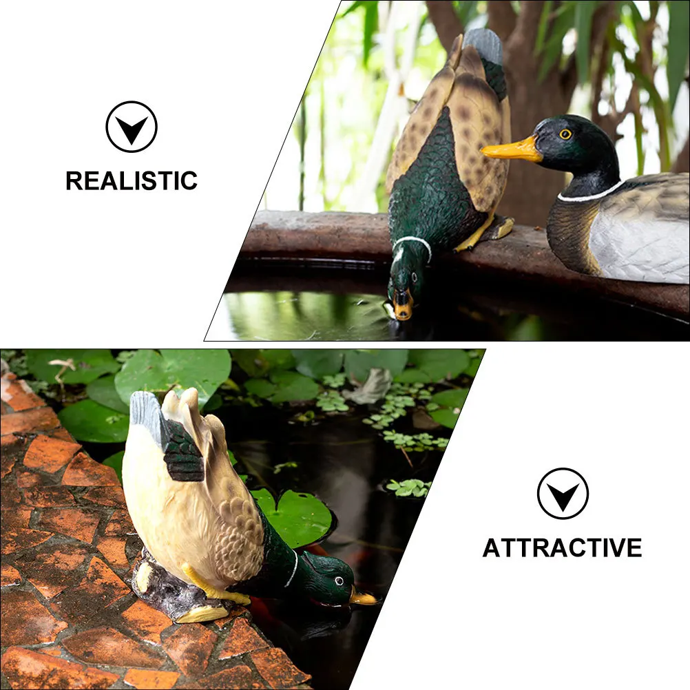 

1Pcs Green Duck Ornament Resin Craft for Garden Pond Decor Creative Landscape Adornment Decoration Natural Look